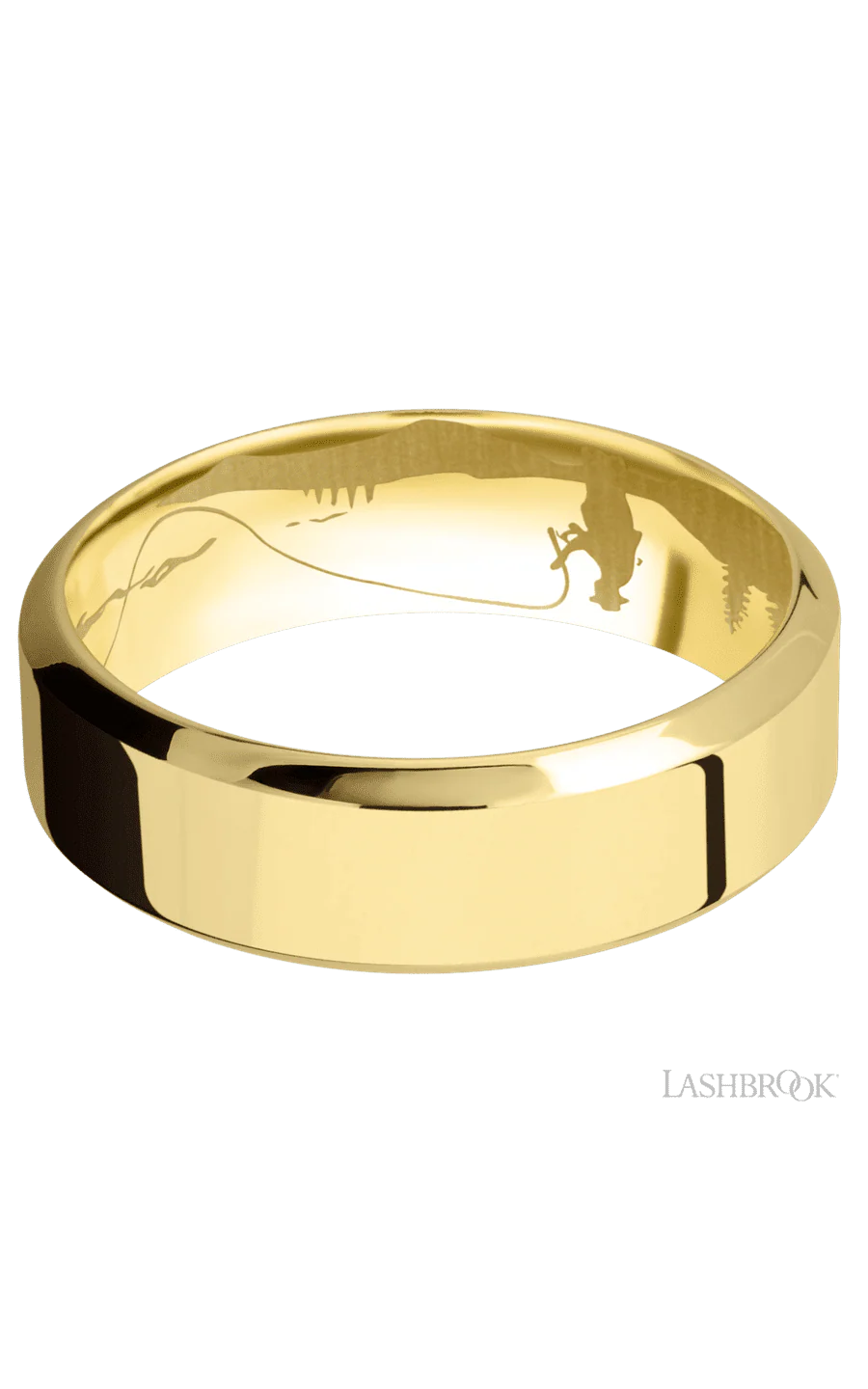 7 mm wide High Bevel 14K Yellow Gold band. - Image 3