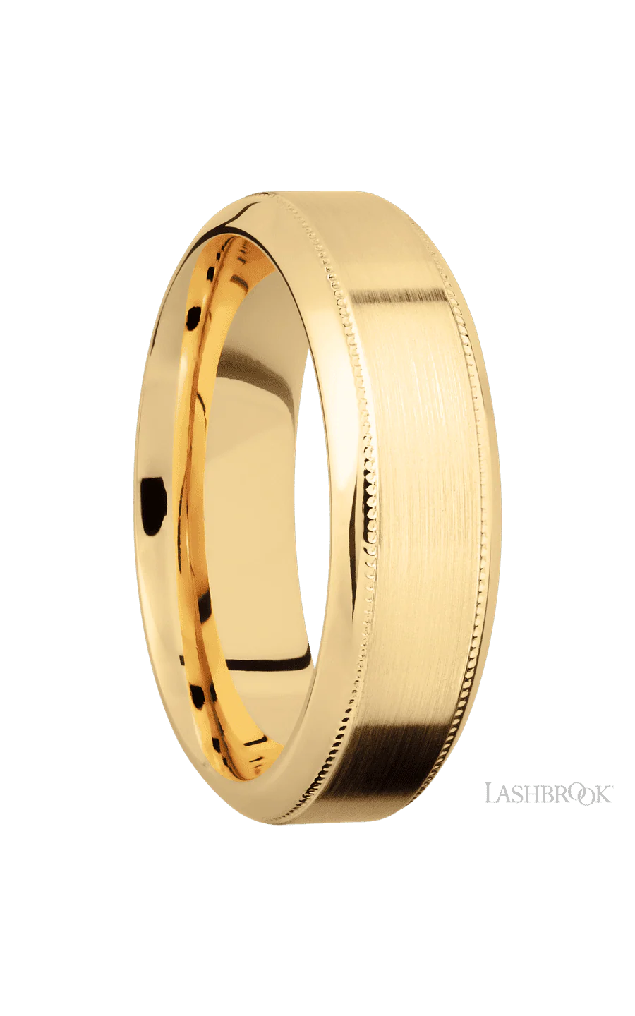 7 mm wide High Bevel Milgrain 14K Yellow Gold band. - Image 2