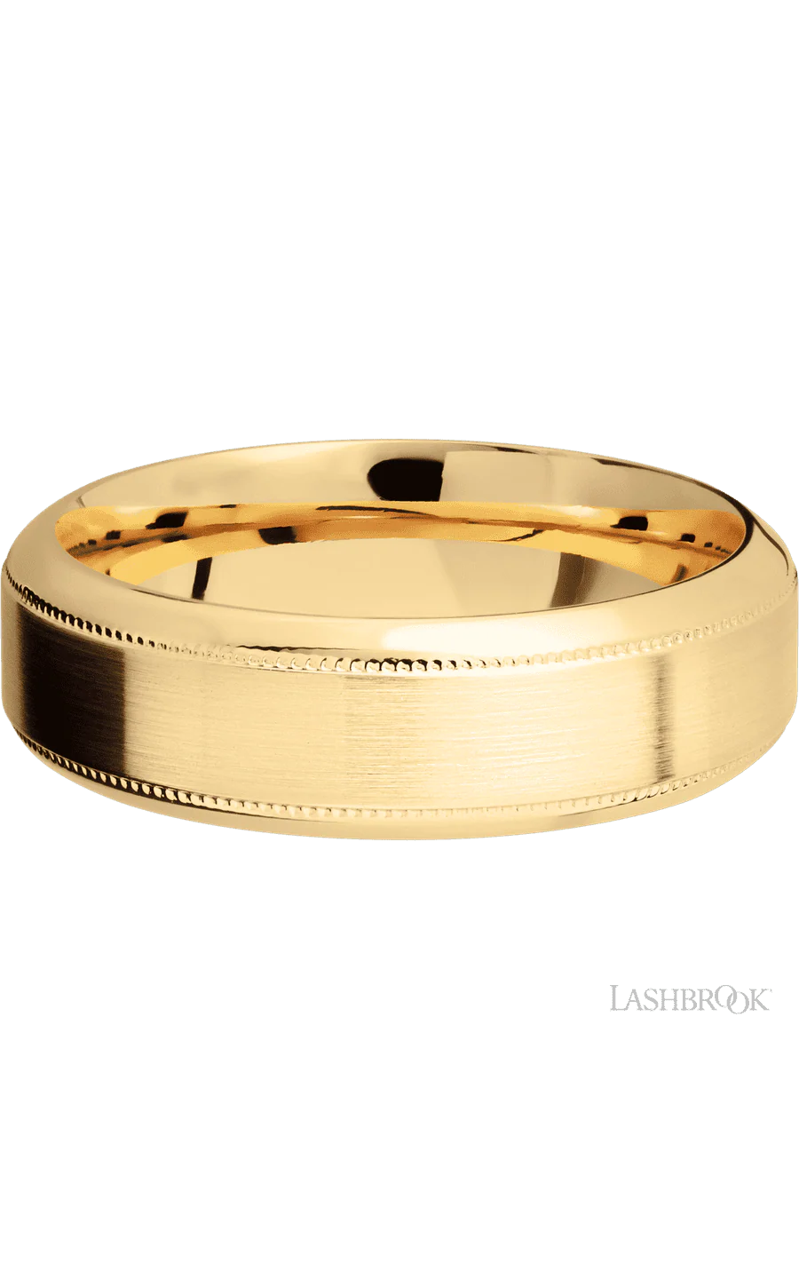 7 mm wide High Bevel Milgrain 14K Yellow Gold band. - Image 3