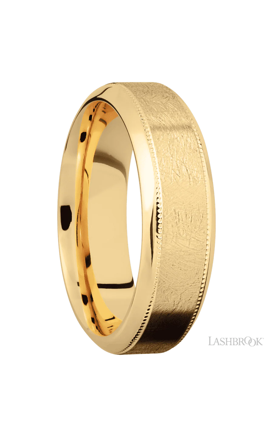 7 mm wide High Bevel Milgrain 14K Yellow Gold band. - Image 2