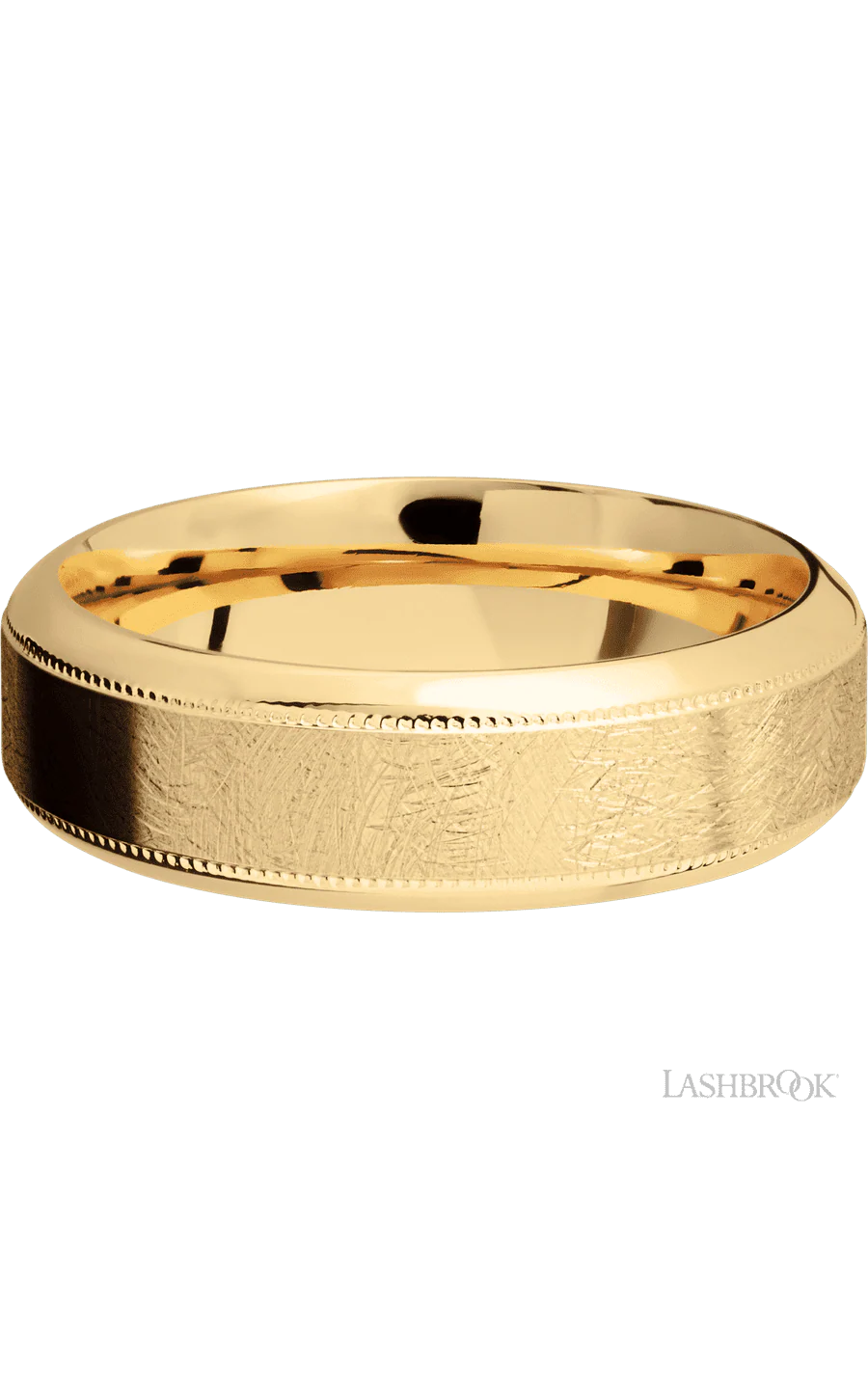 7 mm wide High Bevel Milgrain 14K Yellow Gold band. - Image 3