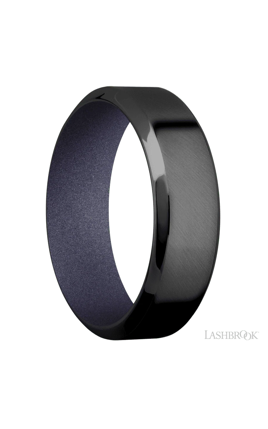7 mm wide High Bevel Zirconium band featuring a Crushed Orchid sleeve. - Image 2