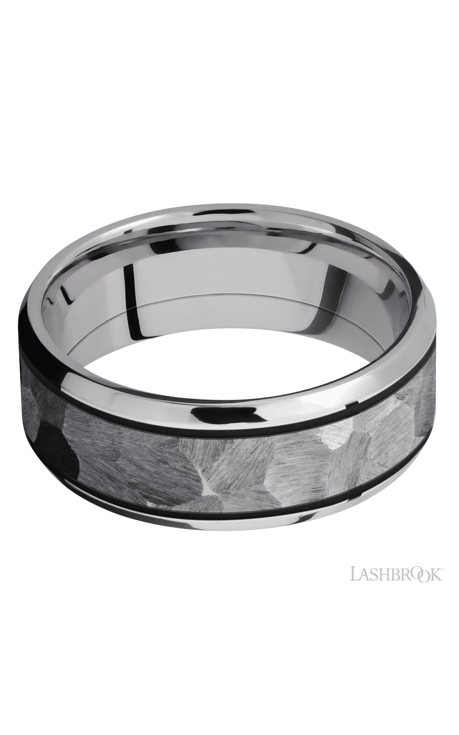 8 mm wide/Beveled/Cobalt Chrome band with one 5 mm Centered inlay of Tantalum. - Image 3
