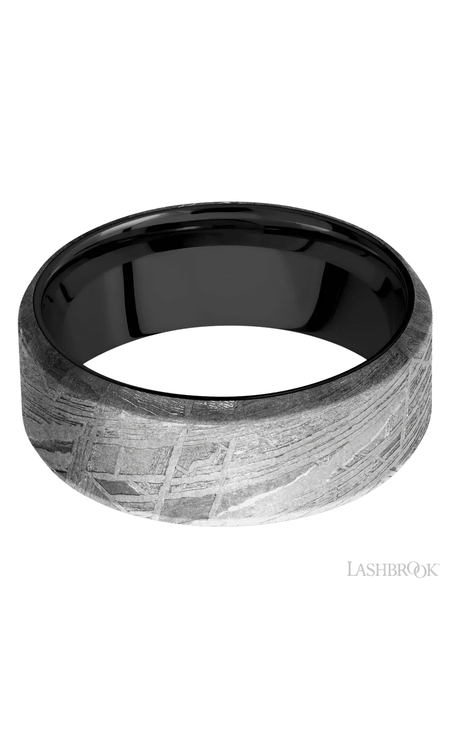 8 mm wide Beveled Meteorite band featuring a Zirconium sleeve. - Image 3