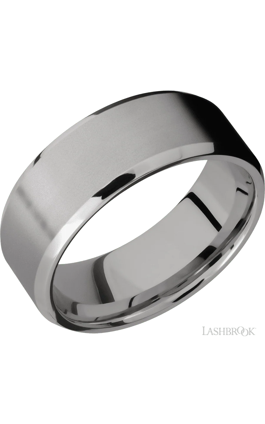 8 mm wide Beveled Titanium band.