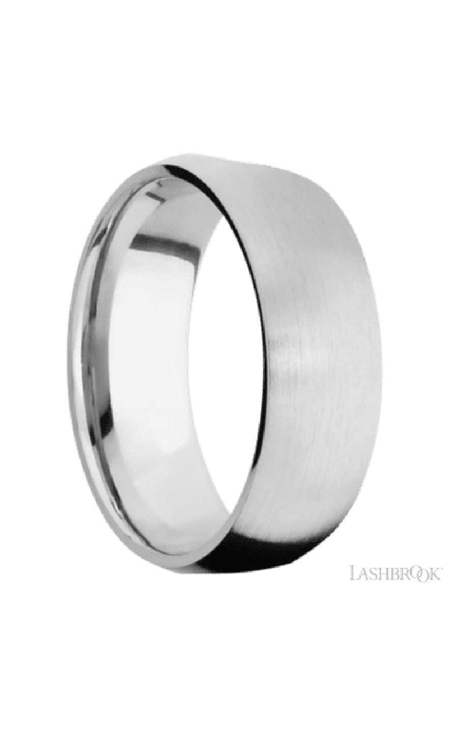 8 mm wide/Domed/14K White Gold band with  two 1 mm Sidebraid inlays of 14K White Gold and featuring a 3 Row Eternity arrangement of .015 carat Round Diamond stones in a Bead Channel setting - Image 2