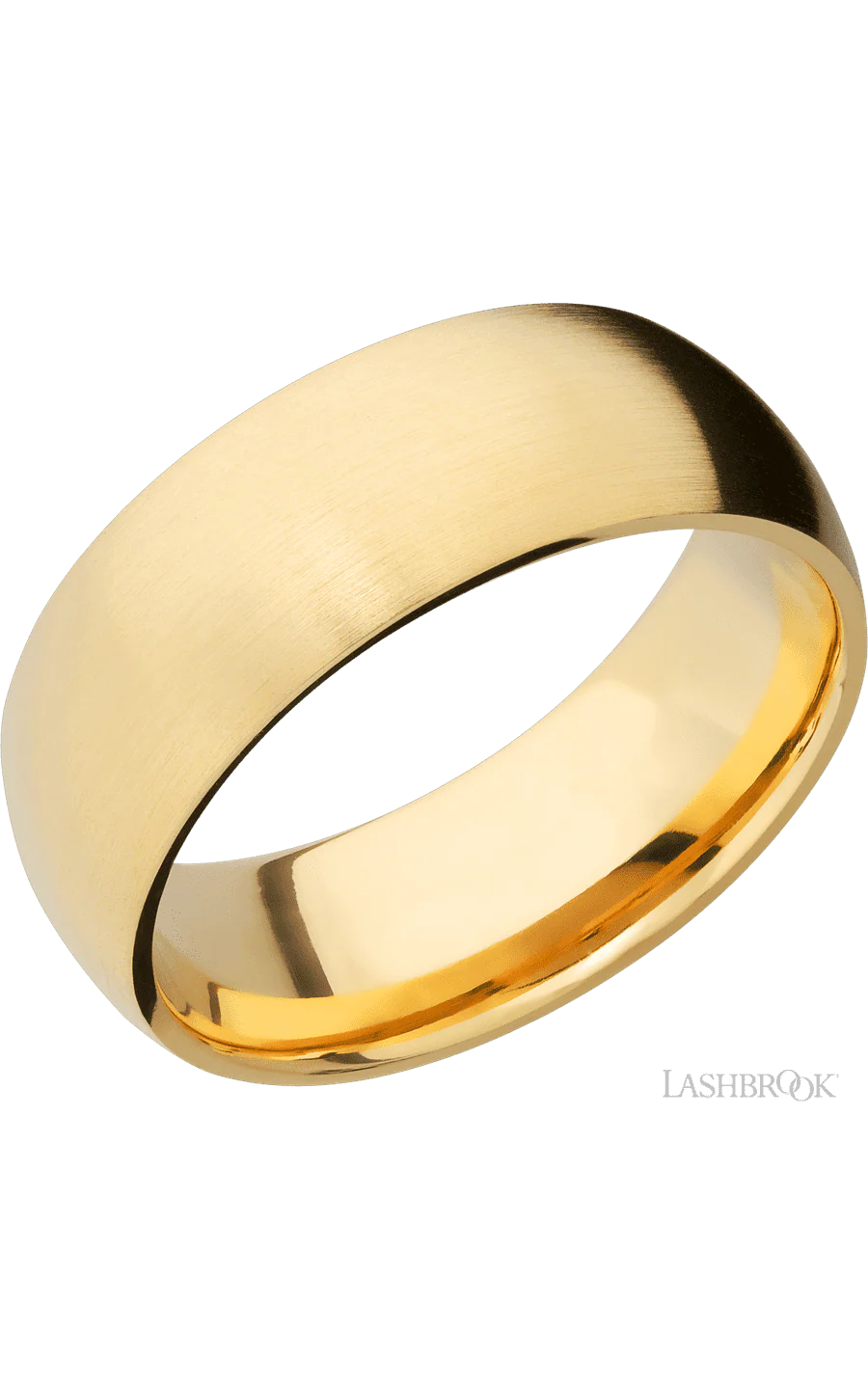 8 mm wide Domed 14K Yellow Gold band.