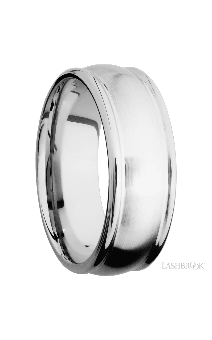 8 mm wide Domed Rounded Edges 14K White Gold band. - Image 2