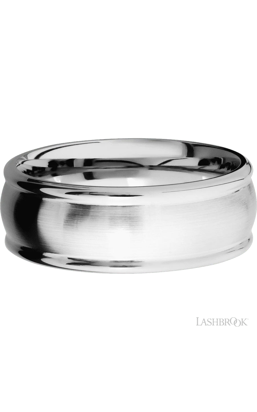 8 mm wide Domed Rounded Edges 14K White Gold band. - Image 3