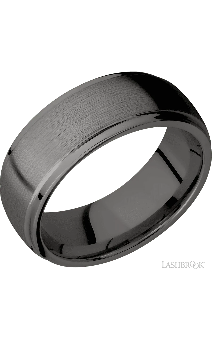 8 mm wide Domed Stepped Down Edges Tantalum Noir band.