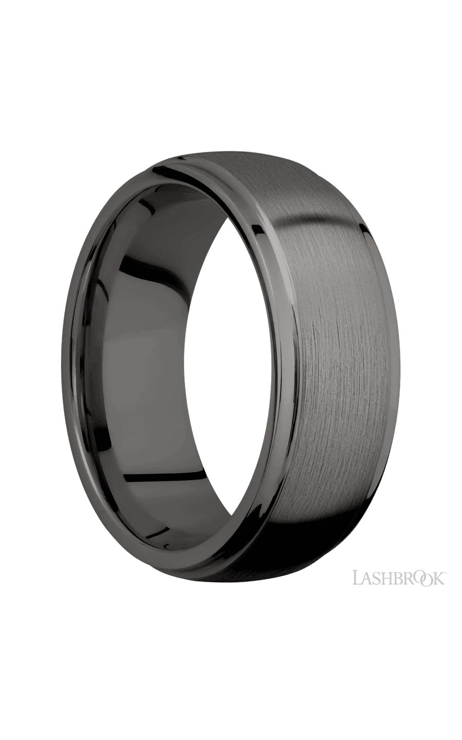 8 mm wide Domed Stepped Down Edges Tantalum Noir band. - Image 2