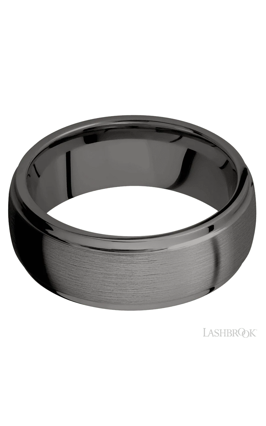 8 mm wide Domed Stepped Down Edges Tantalum Noir band. - Image 3