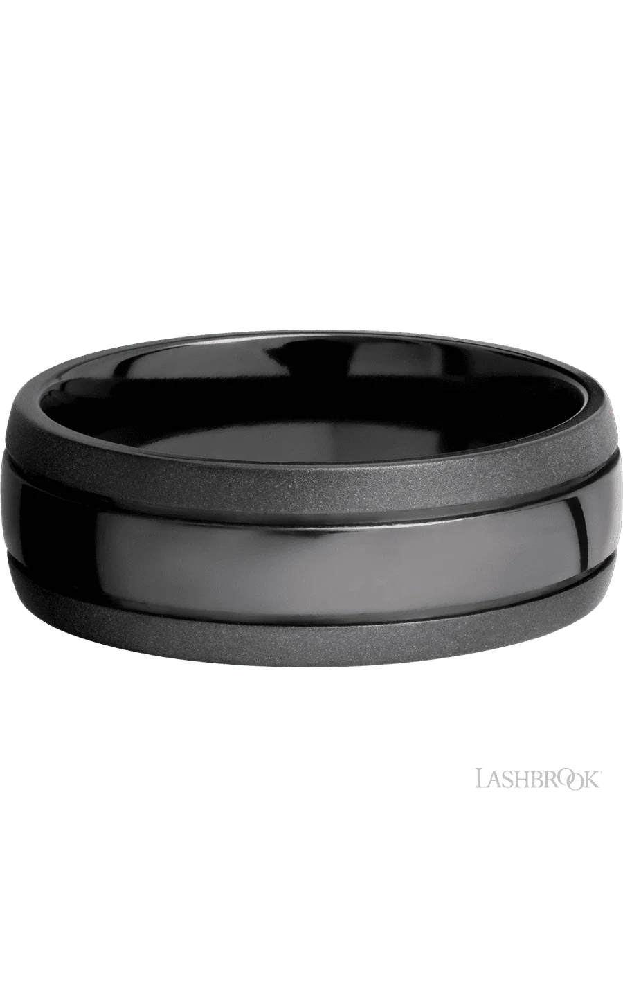 8 mm wide Domed with two accent grooves Zirconium band. - Image 3