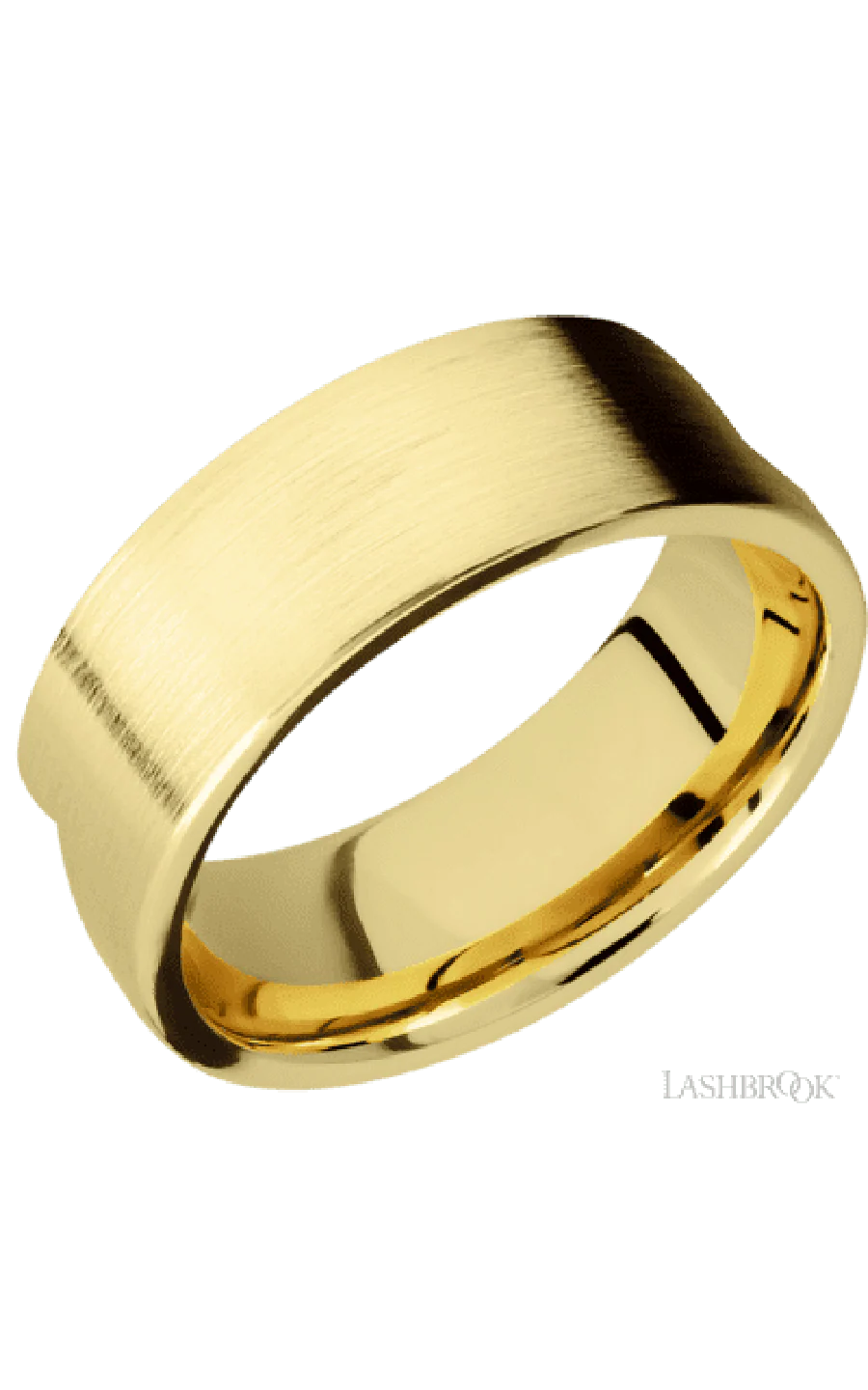 8 mm wide Flat 14K Yellow Gold band featuring a Sapele sleeve.