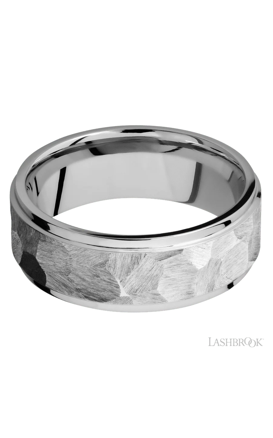 8 mm wide Flat Grooved Edges 14K White Gold band. - Image 3