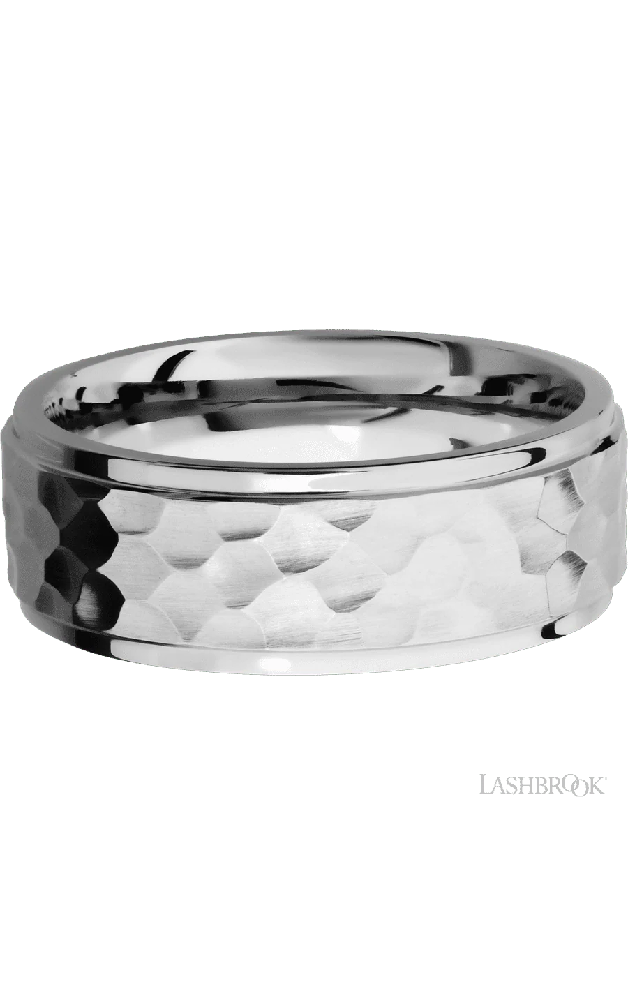 8 mm wide Flat Grooved Edges 14K White Gold band. - Image 3