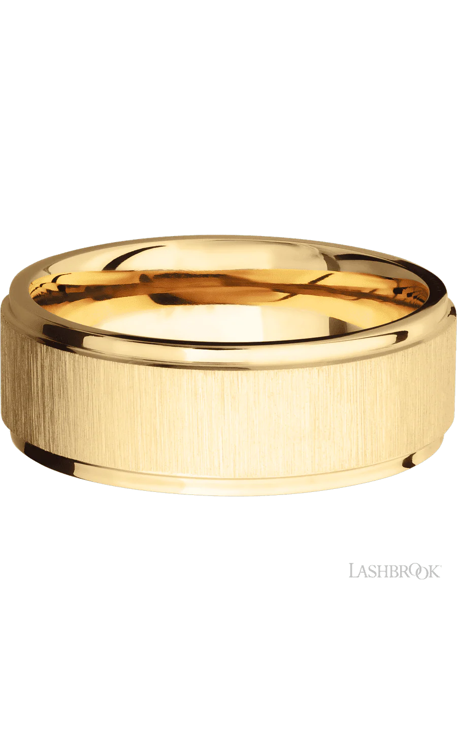 8 mm wide Flat Grooved Edges 14K Yellow Gold band. - Image 2