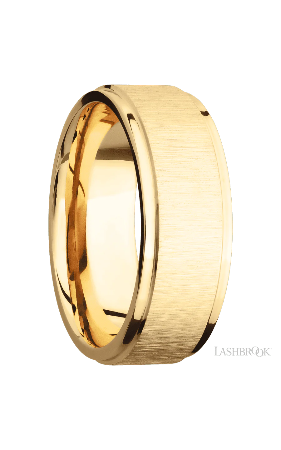 8 mm wide Flat Grooved Edges 14K Yellow Gold band. - Image 3