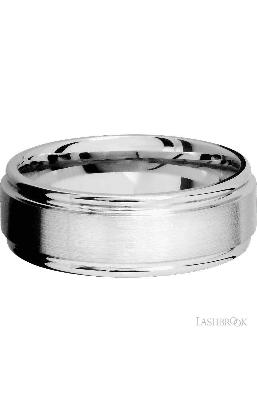 8 mm wide Flat Rounded Edges 14K White Gold band. - Image 3