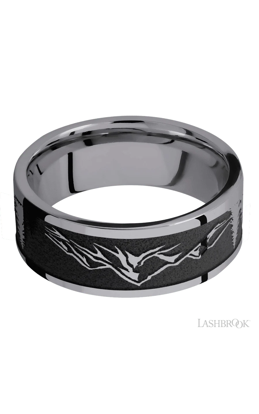 8 mm wide/Flat/Tantalum band with a laser carved Mountain 2 pattern. - Image 3