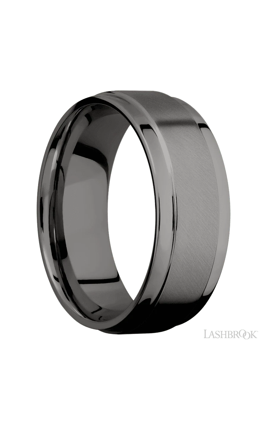 8 mm wide Flat Wide Grooved Edges Tantalum Noir band. - Image 2