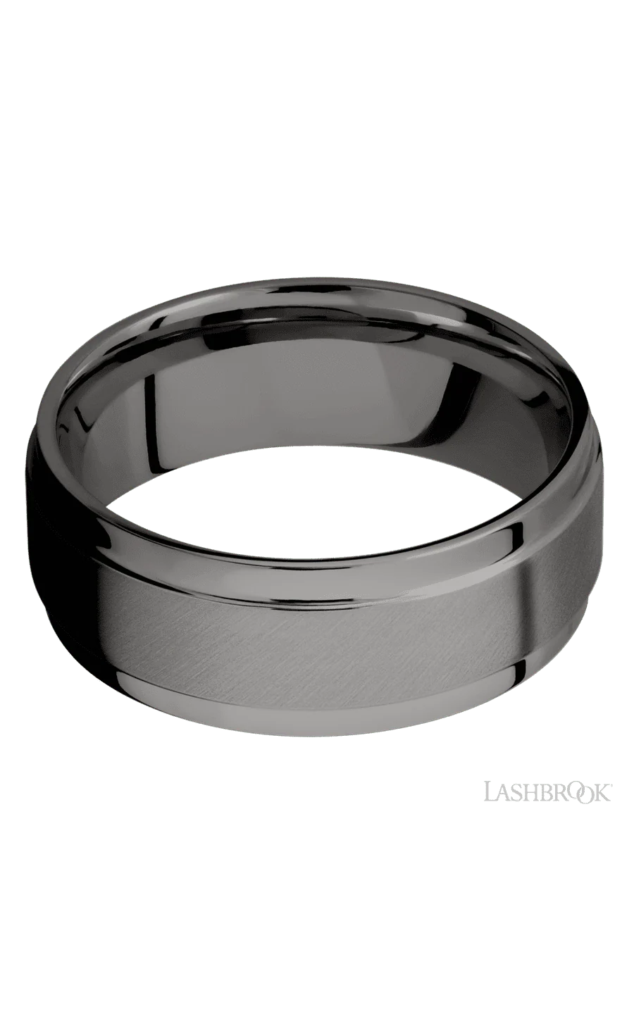 8 mm wide Flat Wide Grooved Edges Tantalum Noir band. - Image 3