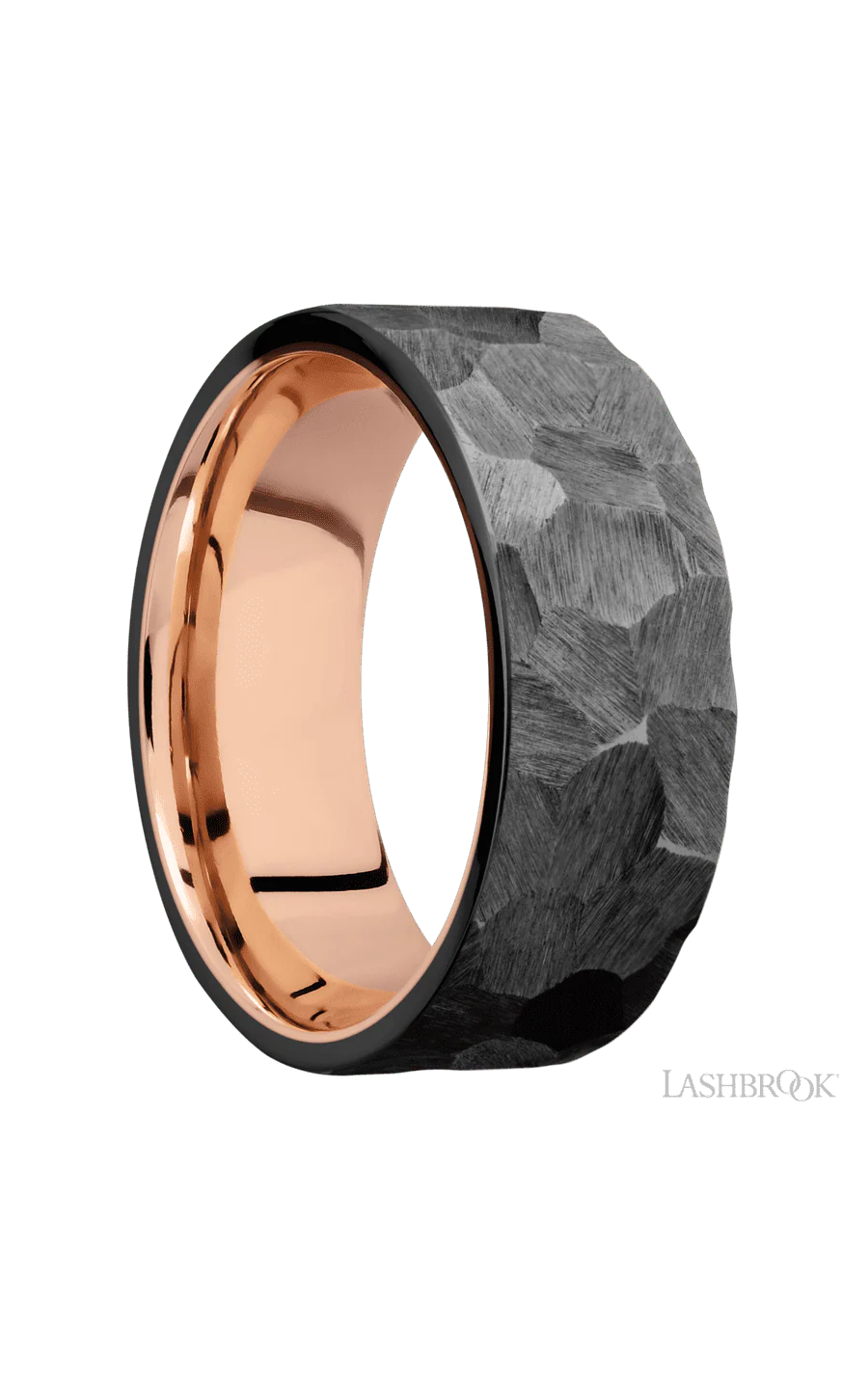 8 mm wide Flat Zirconium band featuring a 14K Rose Gold sleeve. - Image 2