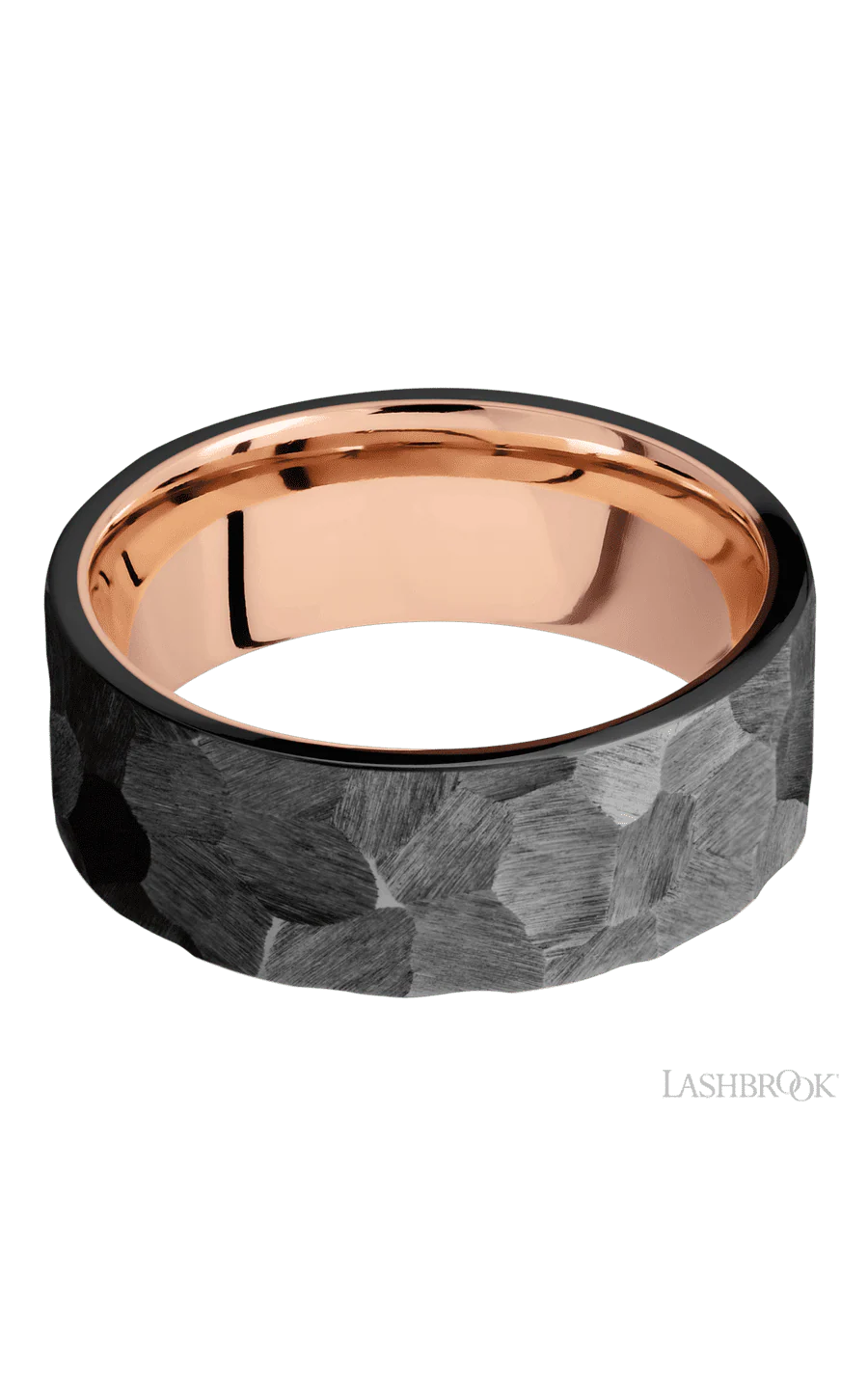 8 mm wide Flat Zirconium band featuring a 14K Rose Gold sleeve. - Image 3