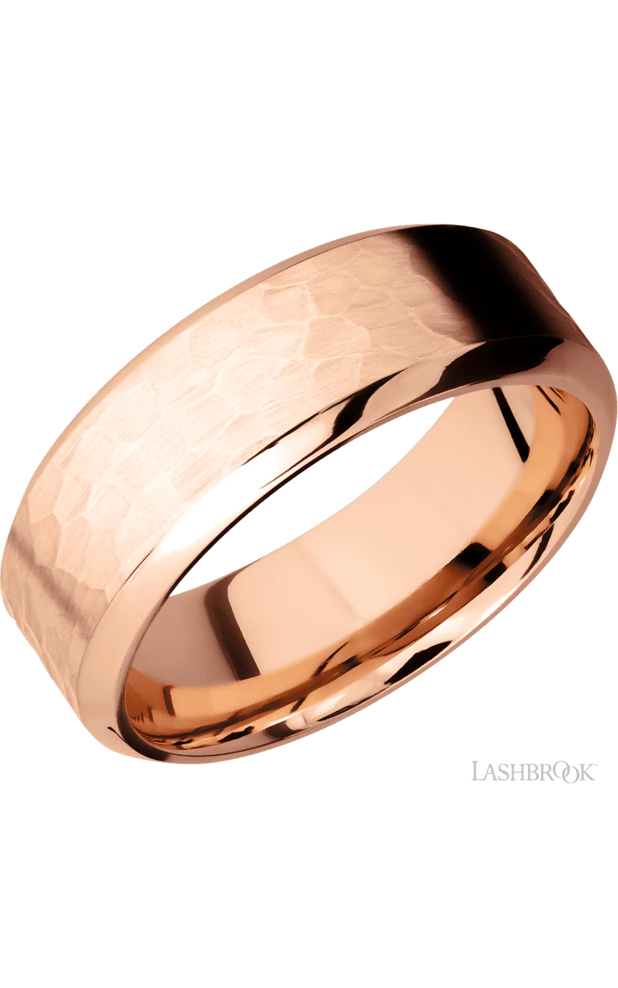 8 mm wide High Bevel 14K Rose Gold band.