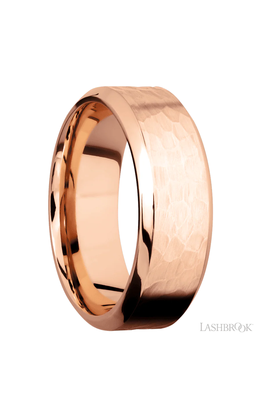 8 mm wide High Bevel 14K Rose Gold band. - Image 2