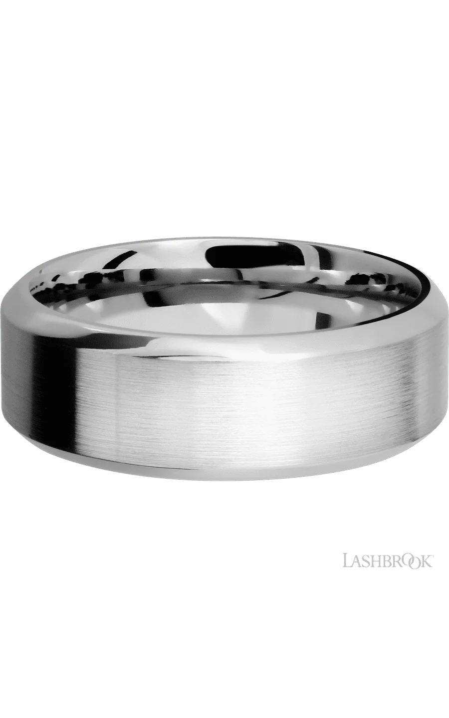 8 mm wide High Bevel 14K White Gold band. - Image 3