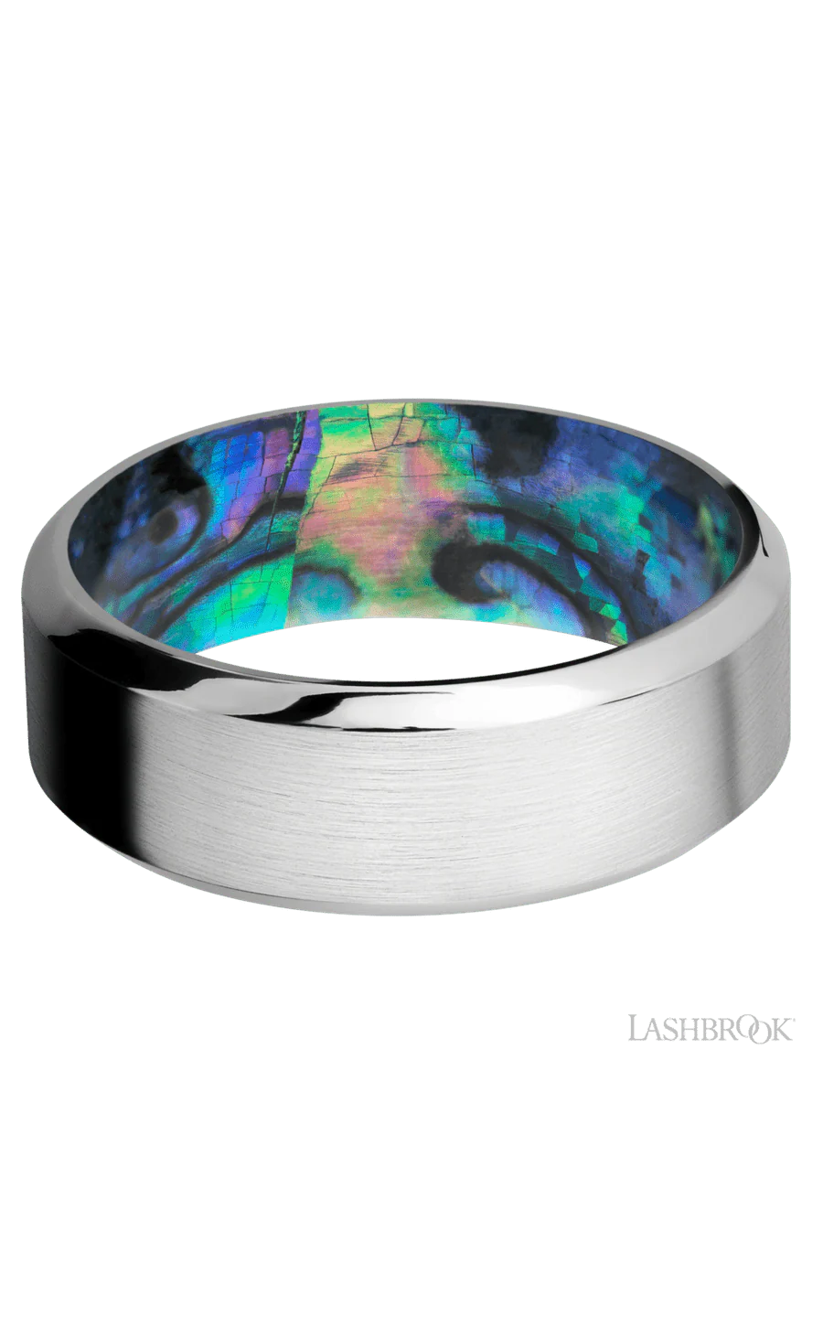 8 mm wide High Bevel Cobalt Chrome band featuring a Abalone sleeve. - Image 3