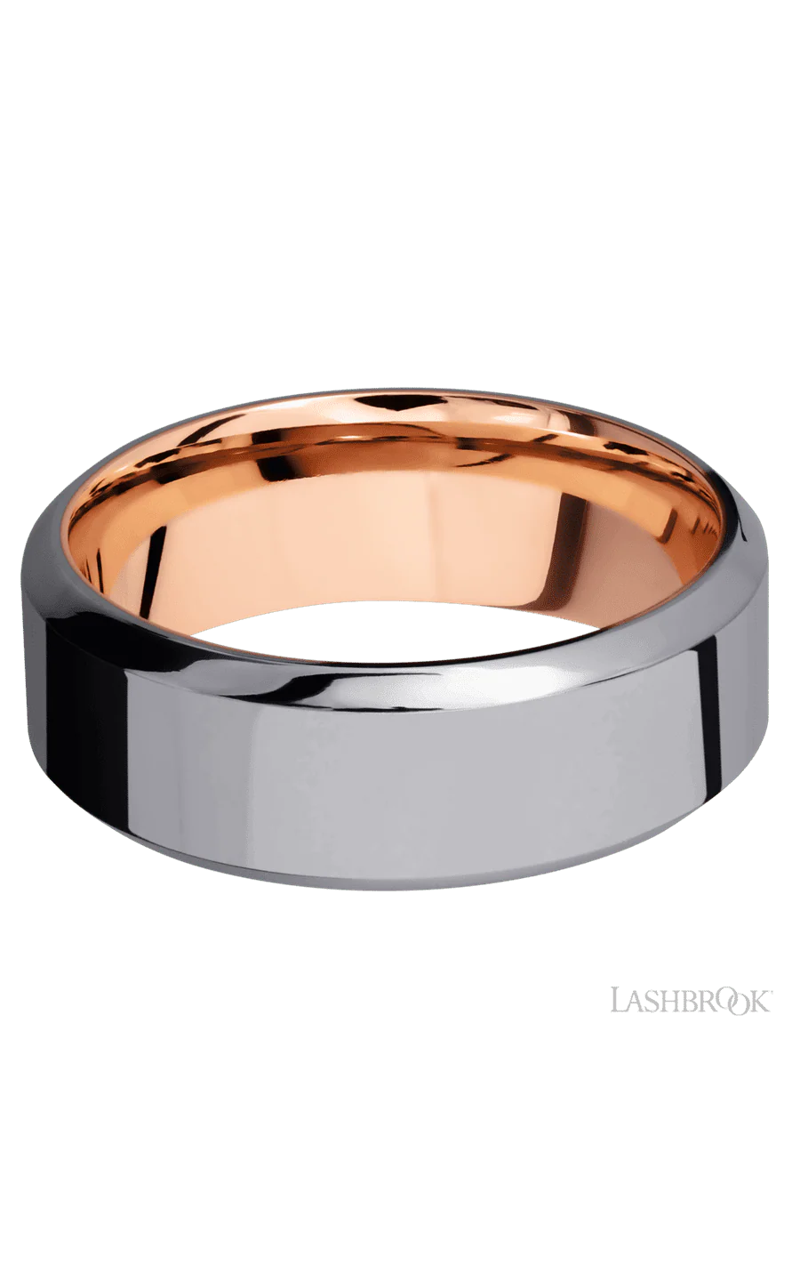 8 mm wide High Bevel Tantalum band featuring a 14K Rose Gold sleeve. - Image 3