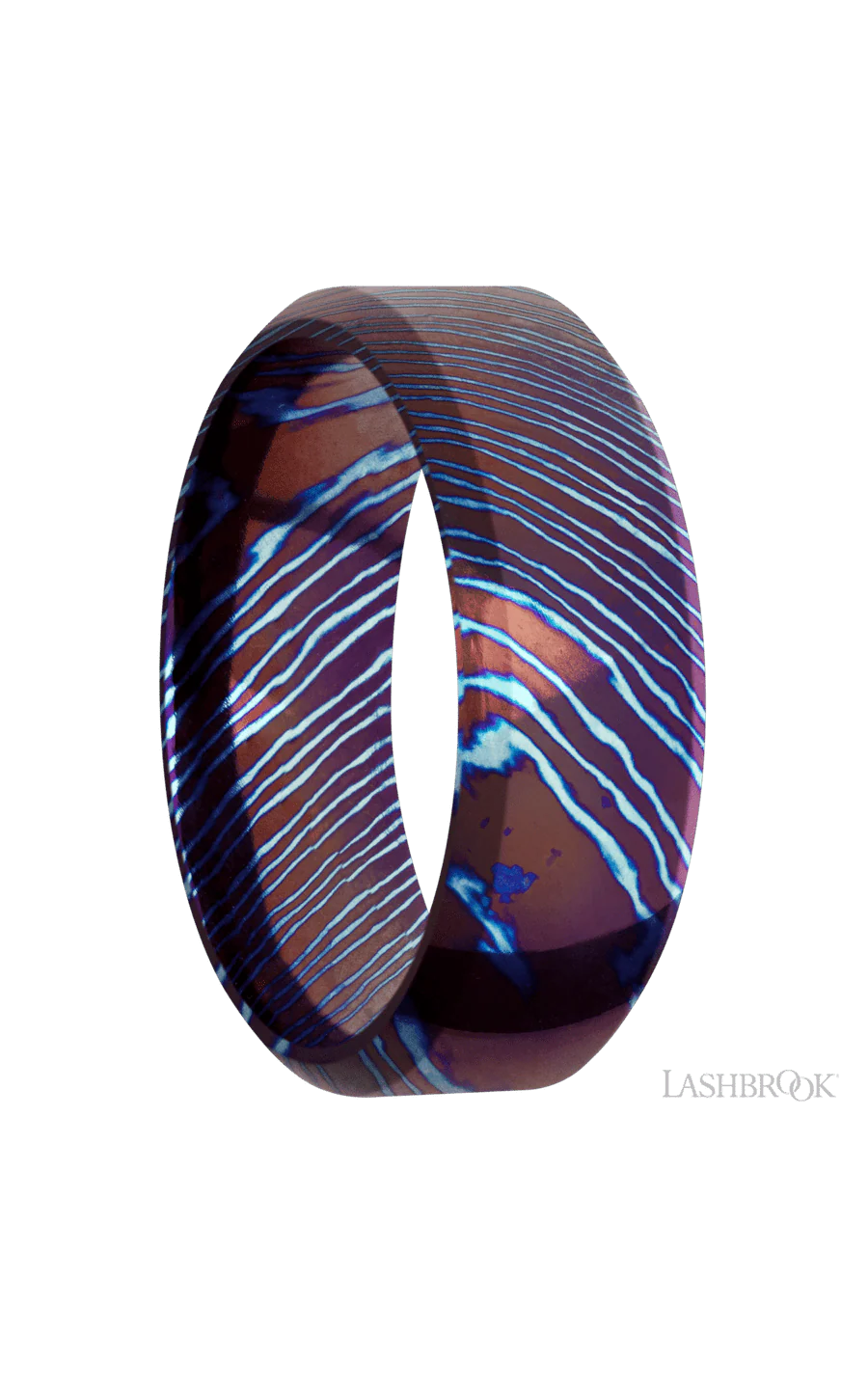 8 mm wide High Bevel Titanium Damascus band. - Image 2