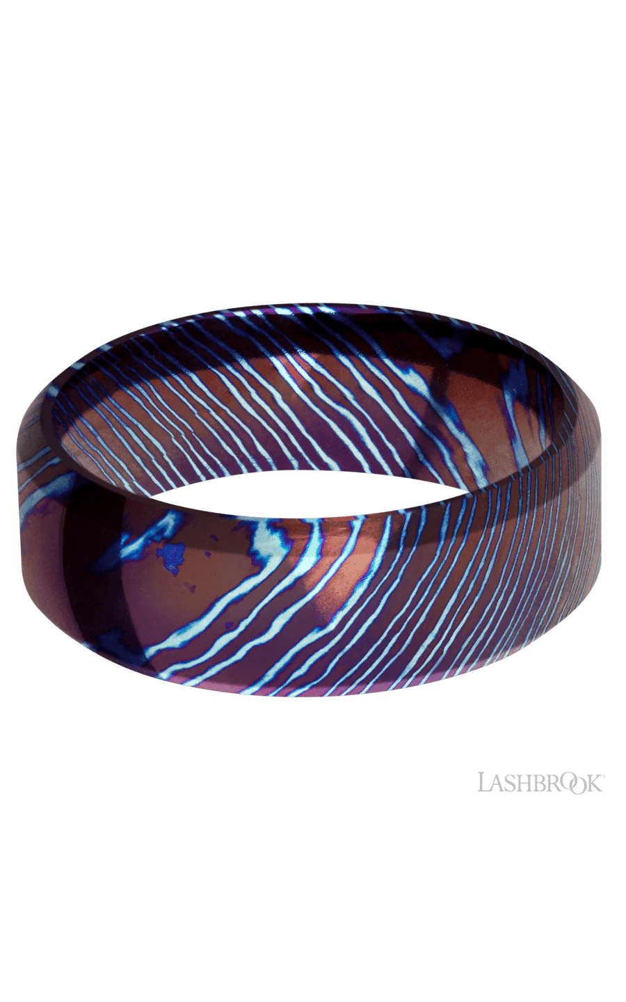 8 mm wide High Bevel Titanium Damascus band. - Image 3