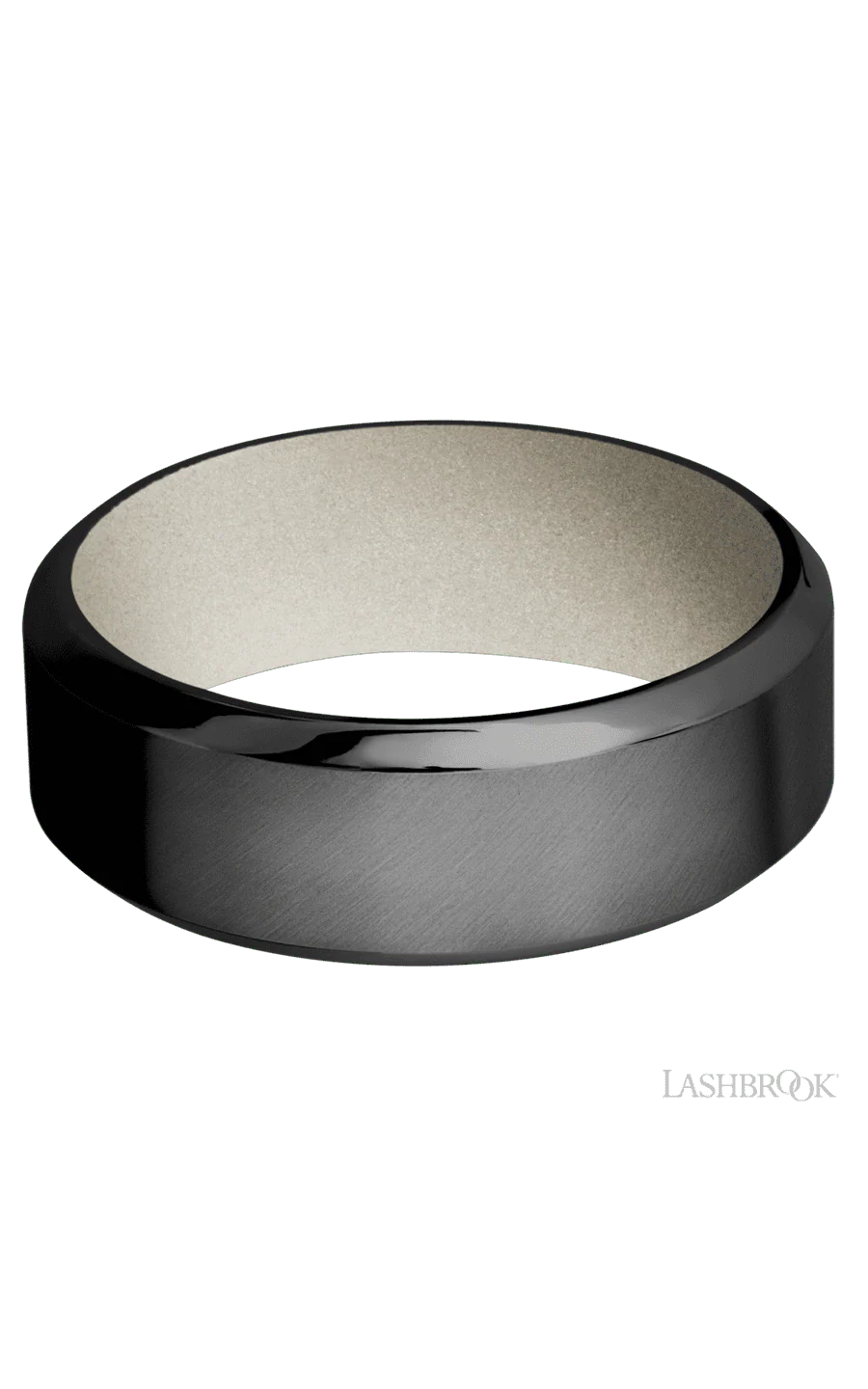 8 mm wide High Bevel Zirconium band featuring a Bright Nickel sleeve. - Image 3