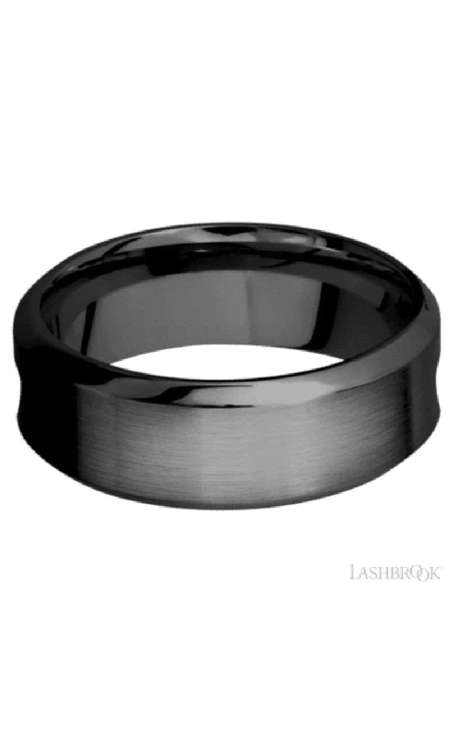 8 mm wide/High Bevel/Zirconium band featuring inlays of Forged Carbon Fiber and Red Apple. - Image 3