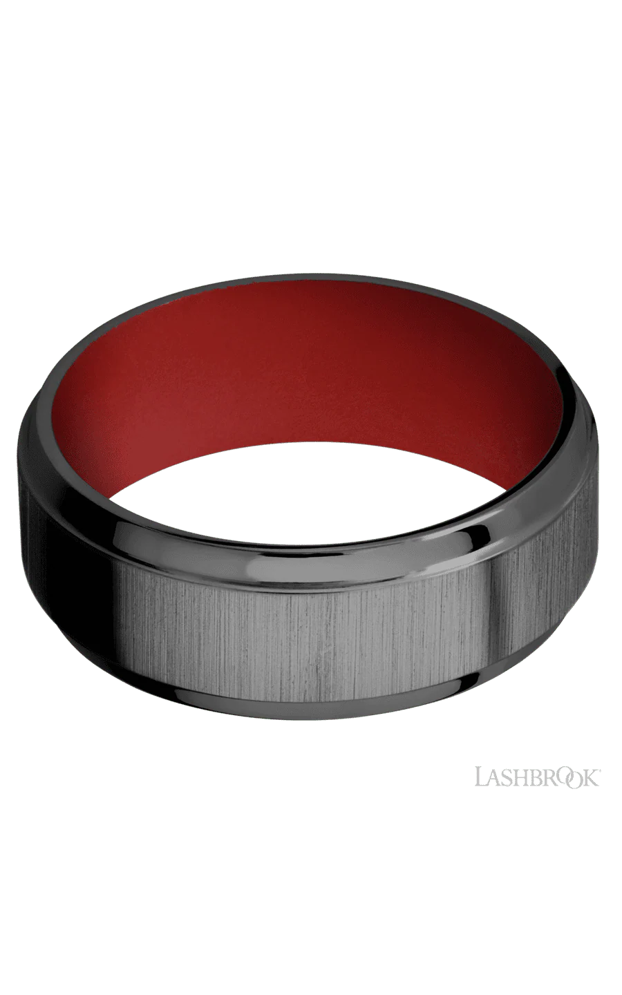 8 mm wide Stepped Bevel Zirconium band featuring a USMC Red sleeve. - Image 3
