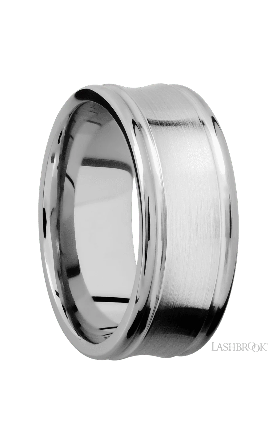 9 mm wide Concaved Center Round Edges 14K White Gold band. - Image 2