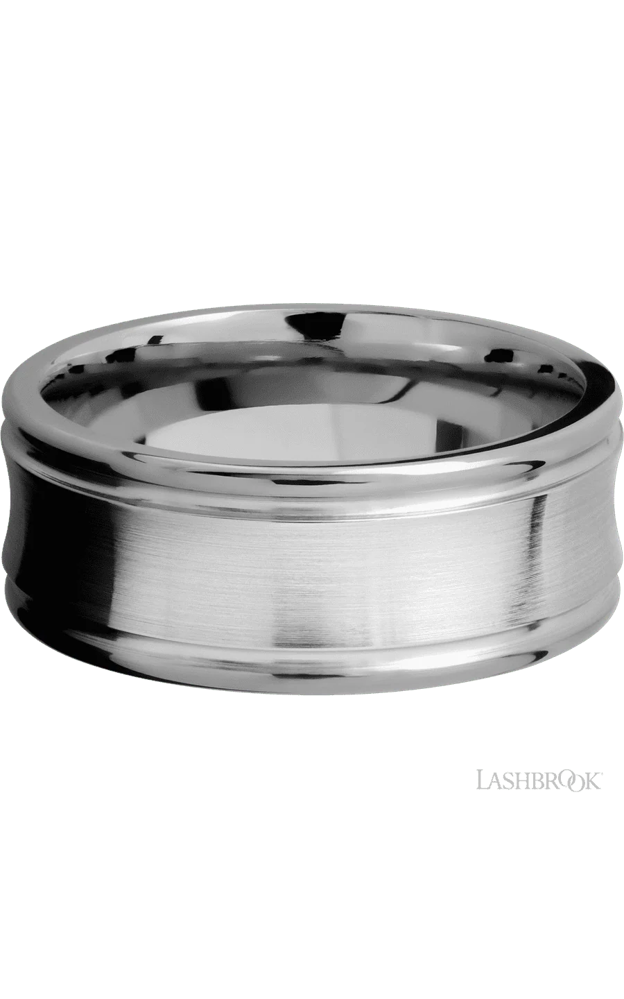 9 mm wide Concaved Center Round Edges 14K White Gold band. - Image 3