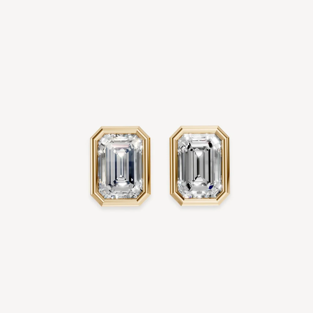 Bezel Emerald Studs - Image 3