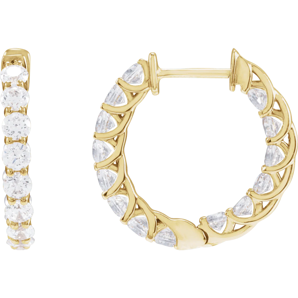 Inside Outside Diamond Hoops - Image 3