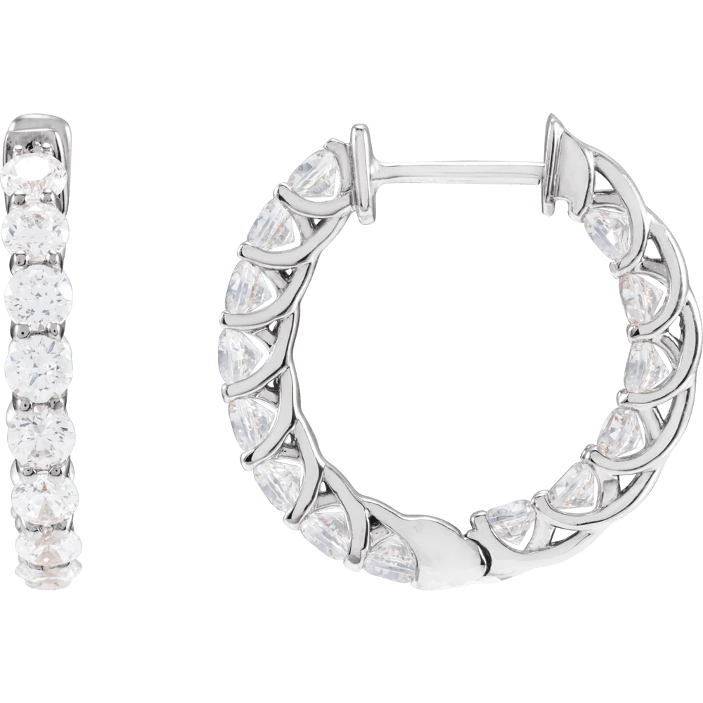 Inside Outside Diamond Hoops - Image 6