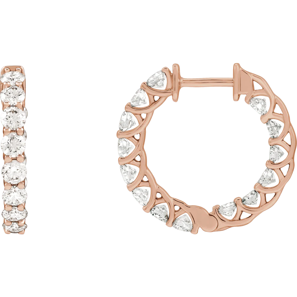 Inside Outside Diamond Hoops - Image 9